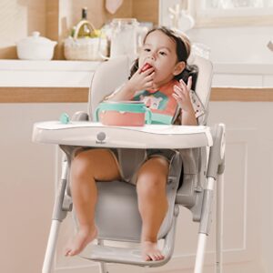 Babilous 4 in 1 Baby High Chair Foldable Booster Seats, Portable and Compact Adjustable High Babychair for Babies and Toddlers - Multiple Heights and Positions (Grey)