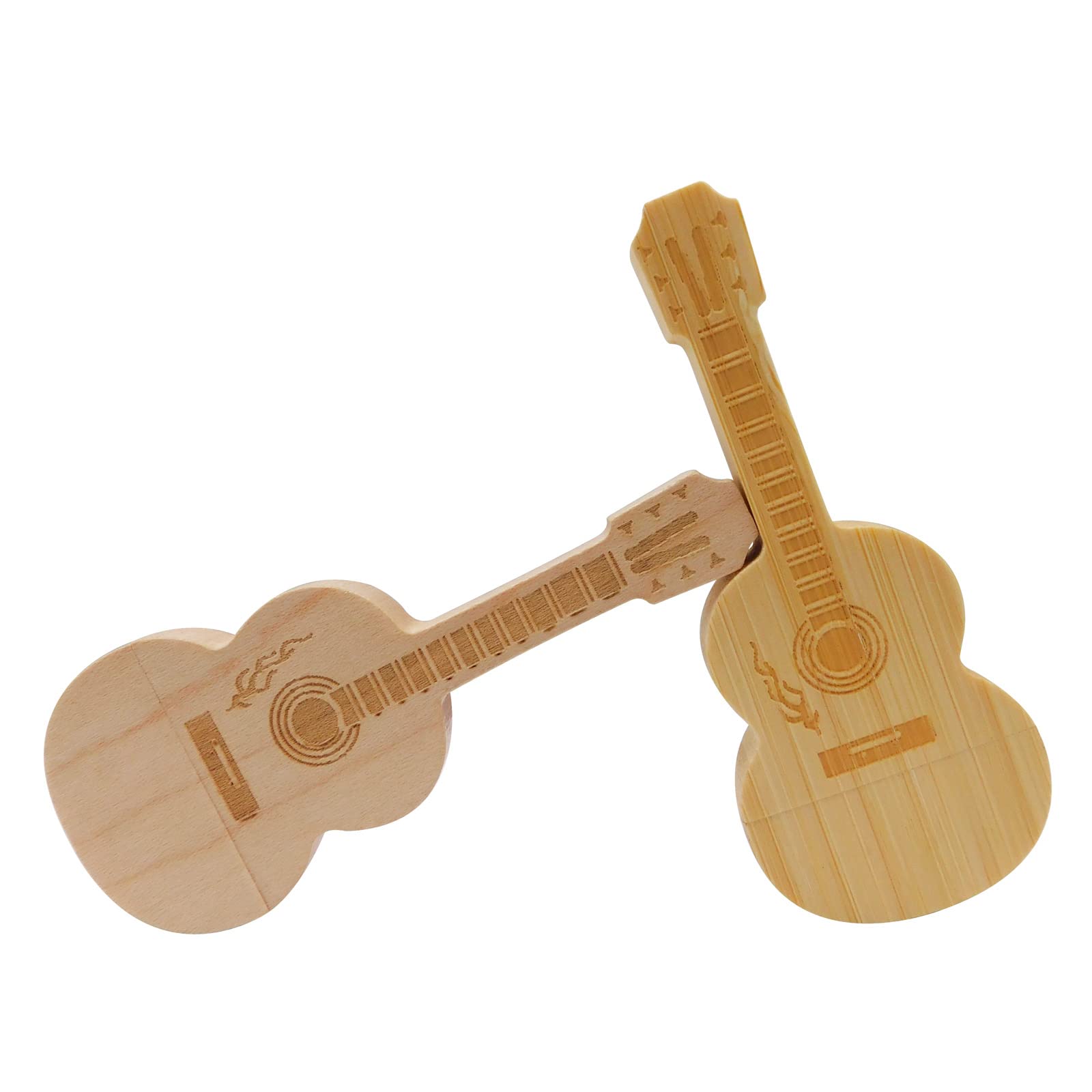 Chauuxee Guitar USB Flash Drive Thumb Drives Pendrive 2Pack Made of Maple and Bamboo for Students Business Gifts (2Pack 4GB)