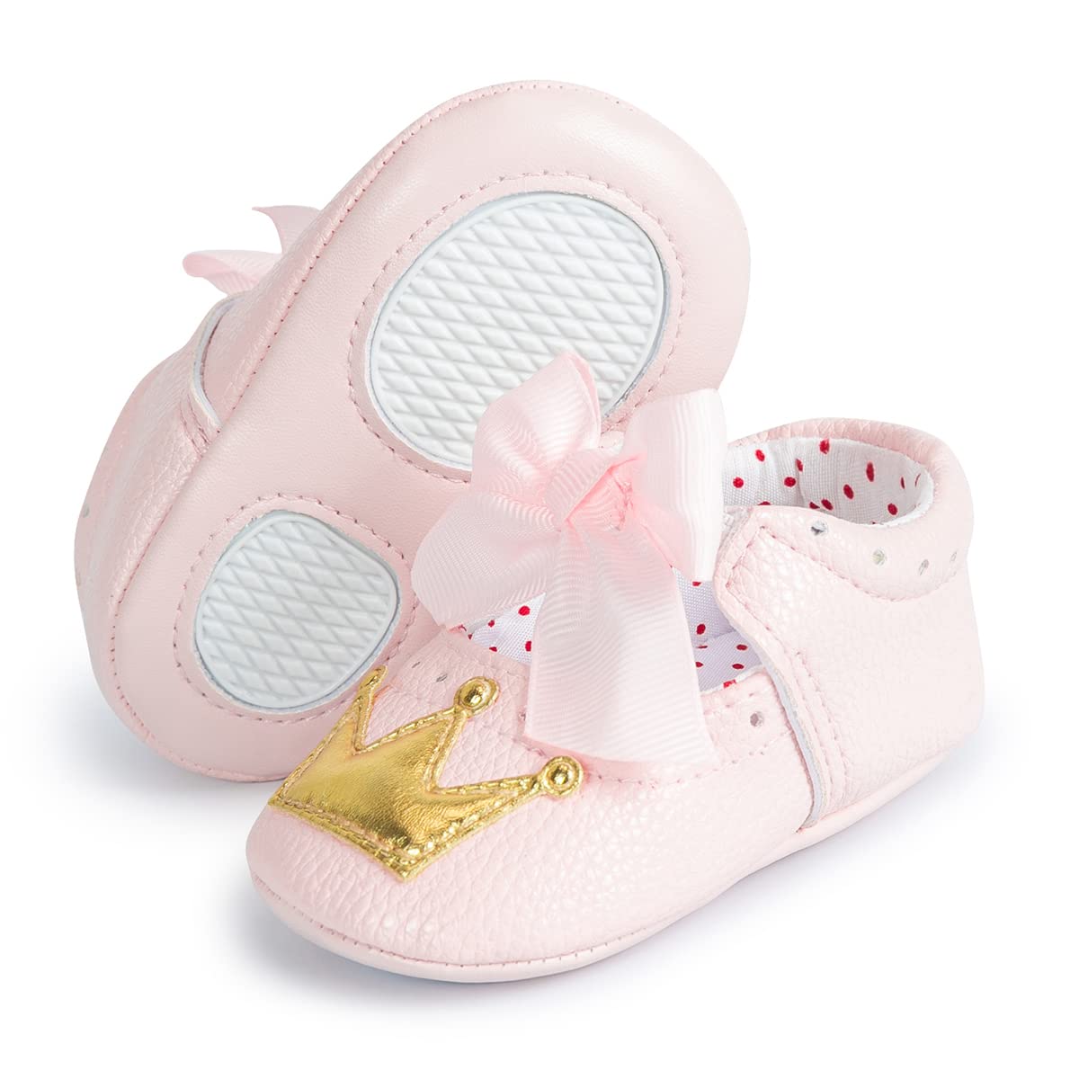 Zoolar Baby Girls Soft Princess Dress Flats Shoes Infant Wedding Mary Jane Anti-Slip First Walker Newborn Shoe Baptism Christening Texture Sole Sneaker Shoes