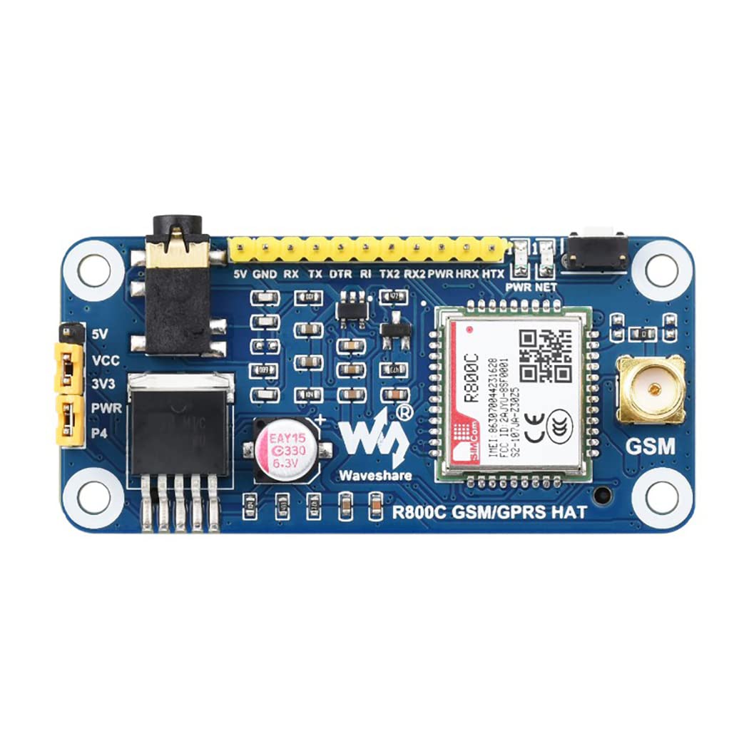 R800C GSM/GPRS HAT for Raspberry Pi Series & Jetson Nano, Support 2G Communication, Phone Call & SMS