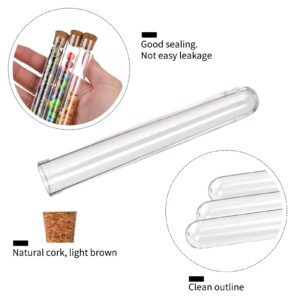 Faburo 30pcs Clear Plastic Test Tubes with Cork Stoppers, 16x100mm 10ml Small Plastic Bottles with Corks, Good Seal for Candy Storage, Bath Salt, Scientific Experiments and Plant Propagation