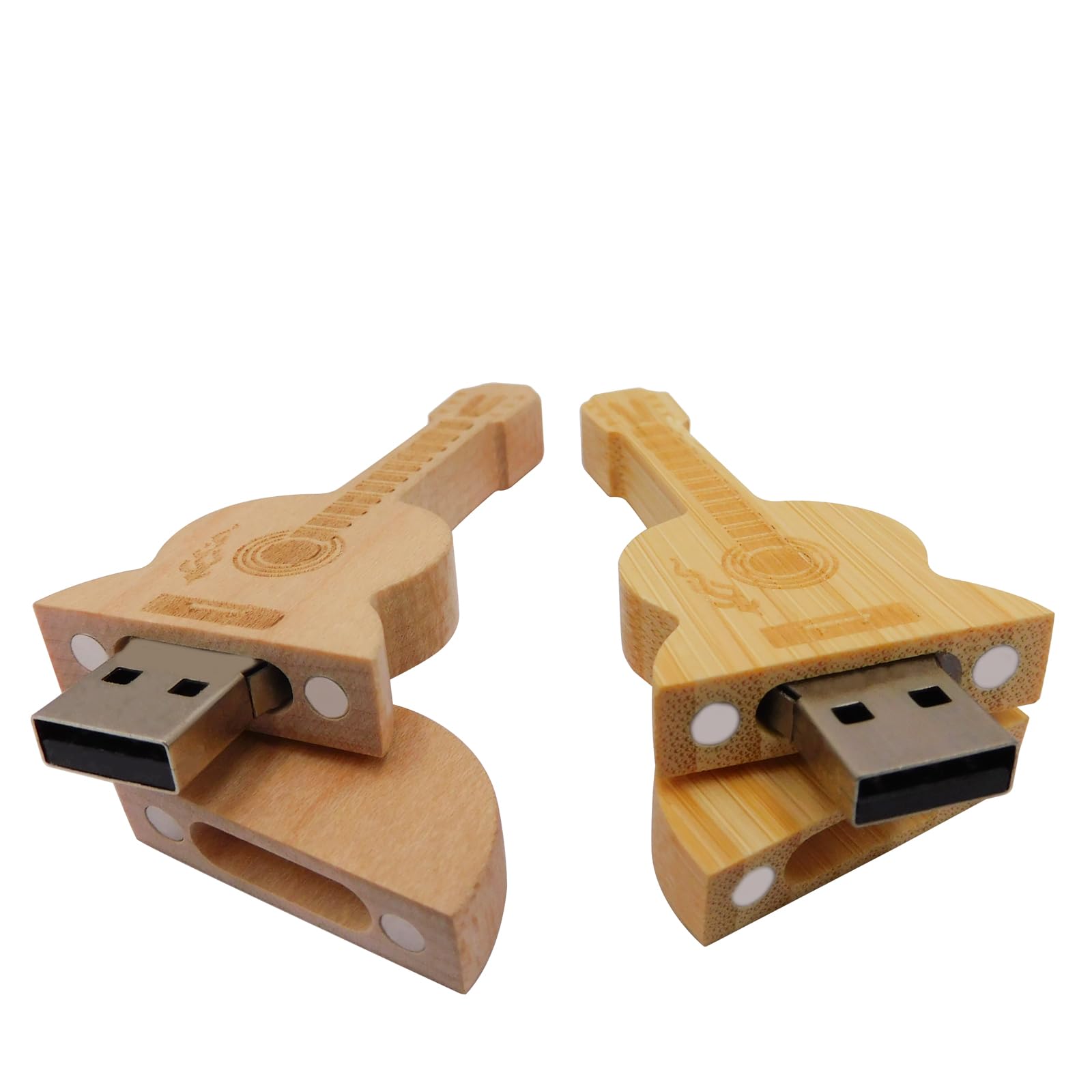 Chauuxee Guitar USB Flash Drive Thumb Drives Pendrive 2Pack Made of Maple and Bamboo for Students Business Gifts (2Pack 4GB)