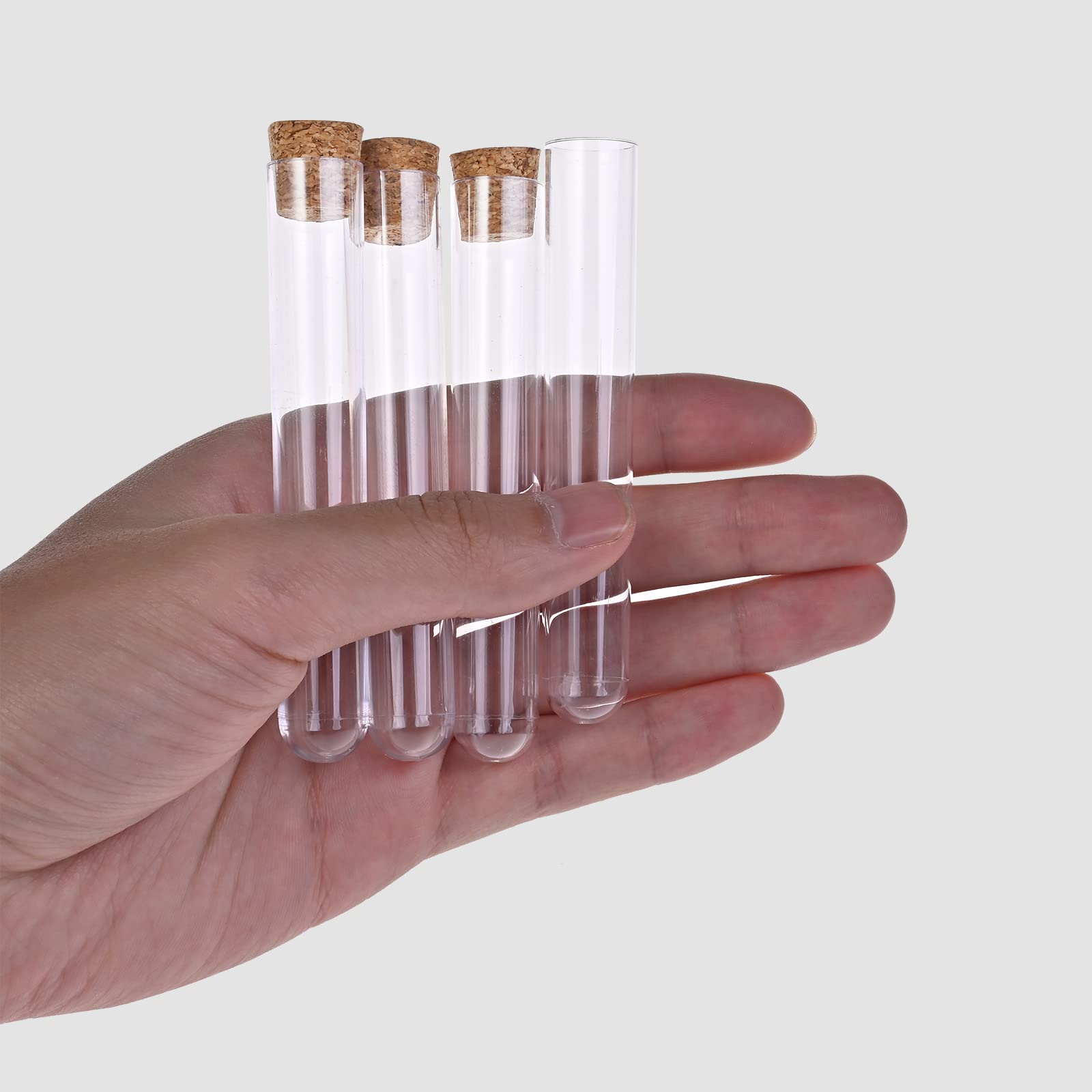 Faburo 30pcs Clear Plastic Test Tubes with Cork Stoppers, 16x100mm 10ml Small Plastic Bottles with Corks, Good Seal for Candy Storage, Bath Salt, Scientific Experiments and Plant Propagation