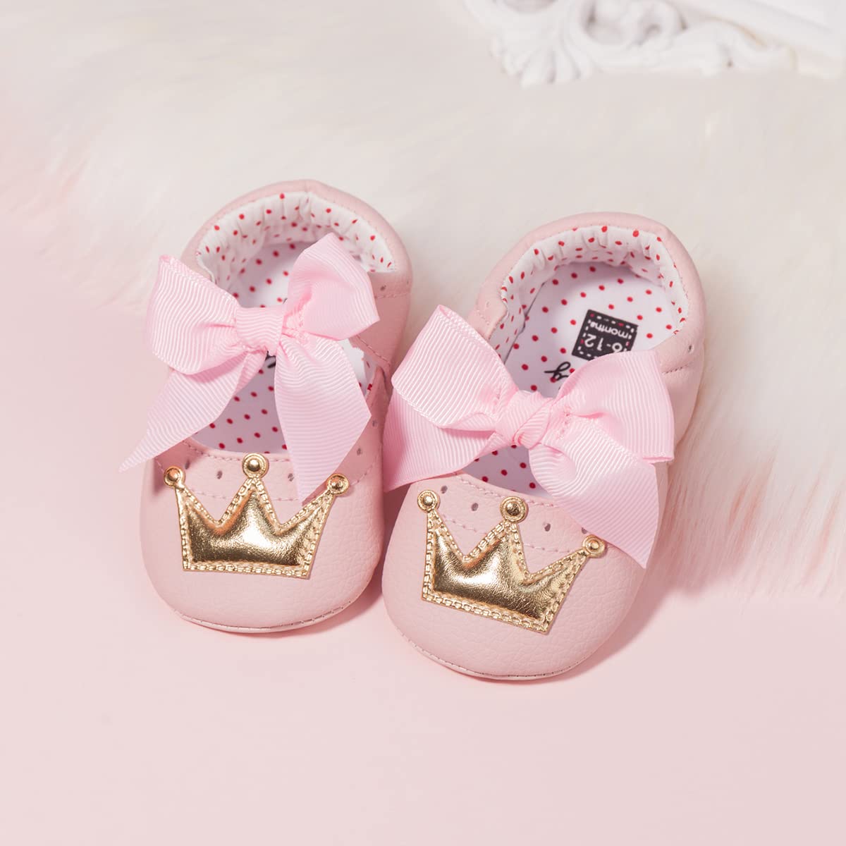 Zoolar Baby Girls Soft Princess Dress Flats Shoes Infant Wedding Mary Jane Anti-Slip First Walker Newborn Shoe Baptism Christening Texture Sole Sneaker Shoes