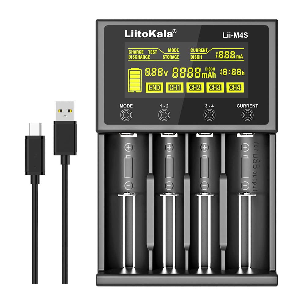 LiitoKala Lii-M4S 18650 Battery Charger Smart Universal Charger LCD Display for 26700 18650 26650 21700 AA Touch Button LCD Display Test The Battery Capacity