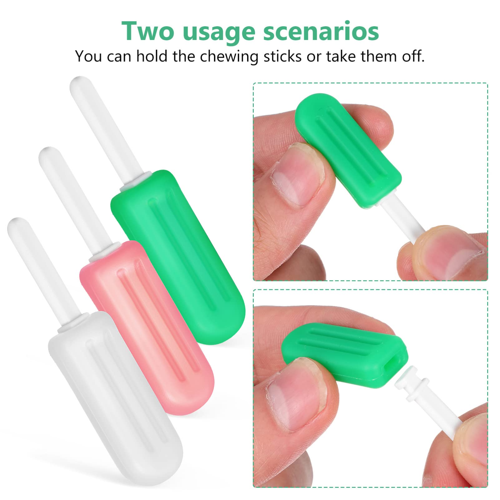 Healifty Chewies for Aligners 6 Pcs - Popsicle-shaped Silicone Chewies with Grip Handles, Aligner Chompers Mouth Care Tool (Original, Strawberry, Mint)