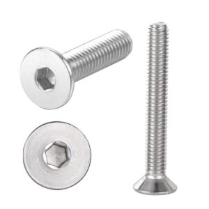 M6-1.0 x 75mm 304 Stainless Steel 18-8 (A2-70) Flat Head Screws, Countersunk Bolts Allen Hex Drive Socket Cap Screws, Fully Threaded, 20-Pack