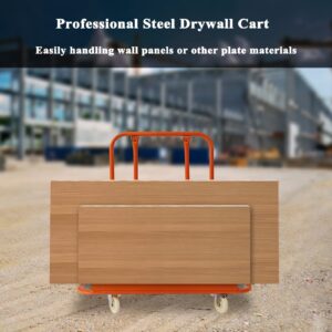 Drywall Sheet Cart, Heavy Duty Panel Dolly Cart with 4 Swivel Wheels, Handling Wall Panel, Sheetrock Sheet Panel Service Cart, Wood Panel, Rolling Dolly for Garage, Home, Warehouse (Orange, 3000 lbs)