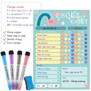 nardo visgo magnetic chore chart for kids, colorful dry erase good behavior chart, chore reward chart, kids schedule whiteboard chore list, family responsibility chart for kids at home, adults