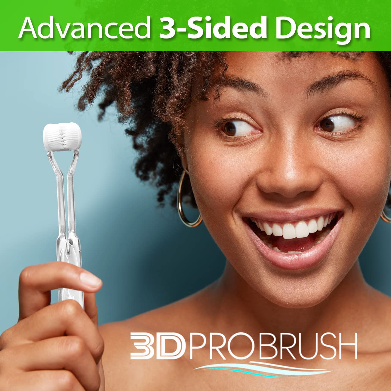 3D PRO BRUSH | 2PK 3-Sided Toothbrush | 3X Triple Clean + Soft Gum Massage | 14-Pack Replacement Heads | Tongue Scraper | Sustainable Eco-Friendly Design | Kids Adults Braces Travel | MADE IN USA