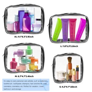 Rcybeo Clear Makeup Bags, 4 Pack Cosmetic Bags with Zipper Portable PVC Toiletry Carry Pouch for Travel, Bathroom and Organizing