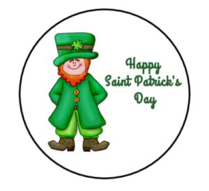 48 pcs saint patrick's leprechaun script​​​​​ stickers envelope seals labels round tags, stamps sticker for gift cards, envelopes, boxes for holiday, birthday, christmas