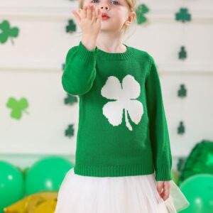 St Patricks Toddler Clover Shamrock Knitted Pullover Irish Sweater Party Lucky Sweatshirt Green 2 Years