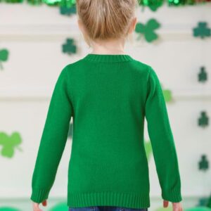 St Patricks Toddler Clover Shamrock Knitted Pullover Irish Sweater Party Lucky Sweatshirt Green 2 Years