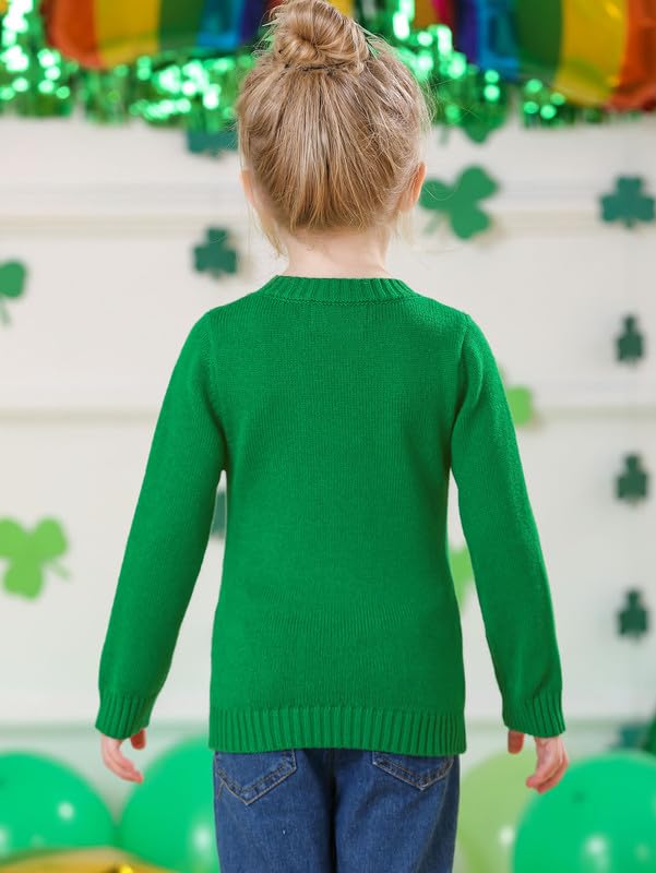 St Patricks Toddler Clover Shamrock Knitted Pullover Irish Sweater Party Lucky Sweatshirt Green 2 Years