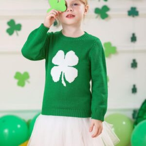 St Patricks Toddler Clover Shamrock Knitted Pullover Irish Sweater Party Lucky Sweatshirt Green 2 Years