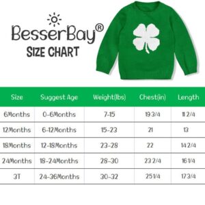 St Patricks Toddler Clover Shamrock Knitted Pullover Irish Sweater Party Lucky Sweatshirt Green 2 Years