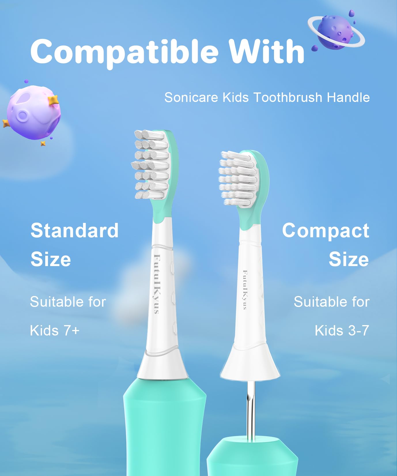 Kids Replacement Heads for Philips Sonicare: 7+ Child Soft Electric Toothbrush Standard Children Brush Head for Boy Girl, Pink & Blue 4 Pack