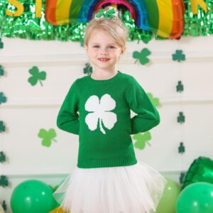 St Patricks Toddler Clover Shamrock Knitted Pullover Irish Sweater Party Lucky Sweatshirt Green 2 Years