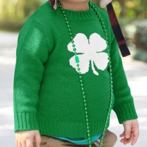 St Patricks Toddler Clover Shamrock Knitted Pullover Irish Sweater Party Lucky Sweatshirt Green 2 Years