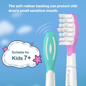 Kids Replacement Heads for Philips Sonicare: 7+ Child Soft Electric Toothbrush Standard Children Brush Head for Boy Girl, Pink & Blue 4 Pack