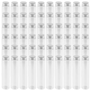 lexinin 60 pcs 110ml clear plastic test tubes with lid, plastic test tubes with screw caps, flat bottomed test tubes