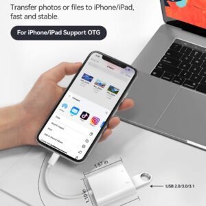 Fubiaofei USB Adapter for iPhone iPad, iPhone to USB Adapter with Charging Port, USB3 Female Adapter Supports USB Flash Drive/Hard Disk/SD Card Reader/Microphone and MIDI, Plug & Play