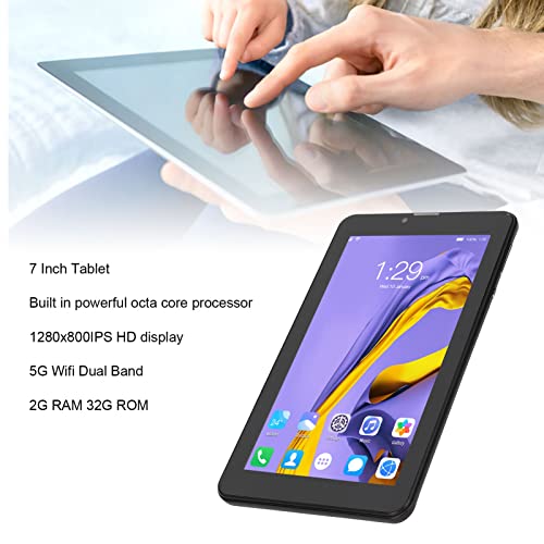 Yoidesu 7 Inch Tablet, Portable Tablet 2G RAM 32G ROM Octa Core Processor, 5G WiFi Dual Band Tablet PC for 10 100‑240V (US Plug)