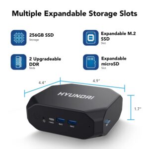 Hyundai Mini PC Intel Core i3 8GB RAM 256GB SSD Mini Desktop Computer Windows 10 Pro, Dual-Band WiFi, Bluetooth 5.0, Dual Monitor Support, microSD Slot, Black