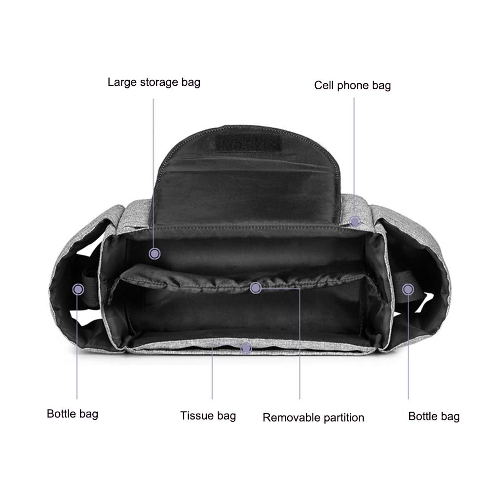 KTTR Baby Stroller Organizer with Cup Holders, Stroller Pushchair Storage Caddy for Baby Accessories,Universal Fit All Buggy Models,A