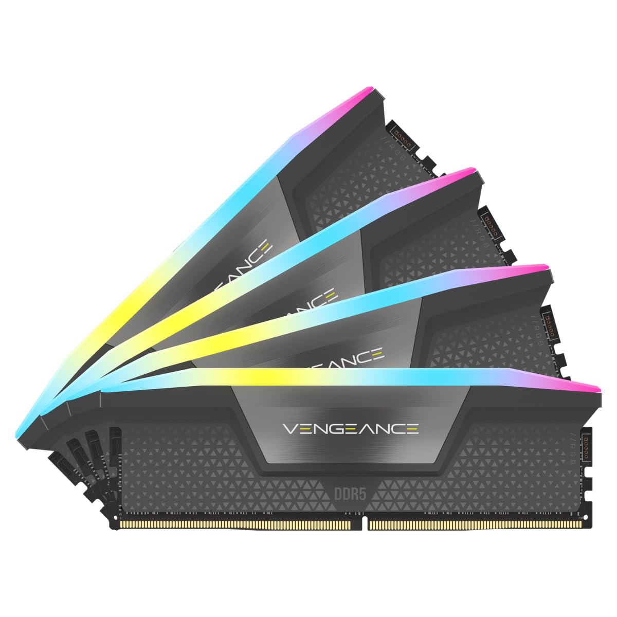 CORSAIR VENGEANCE RGB DDR5 64GB (4x16GB) DDR5 5600MHz CL36 AMD EXPO Intel XMP iCUE Compatible Computer Memory – Gray (CMH64GX5M4B5600Z36)