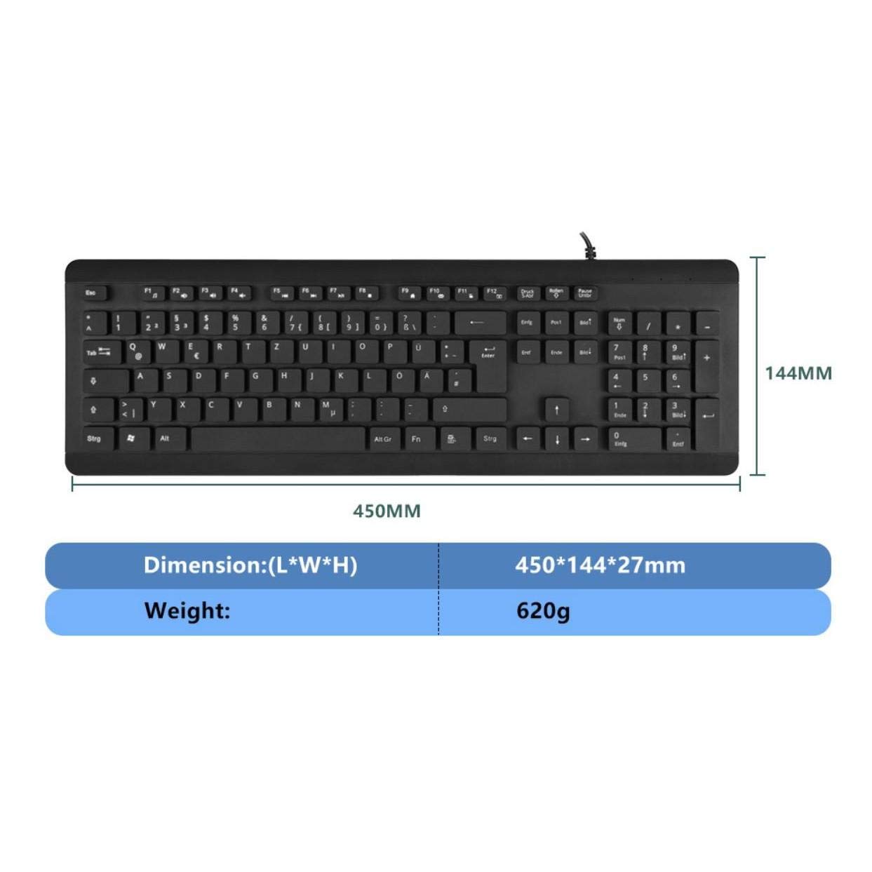 BoxWave Keyboard Compatible with Dell G15 Gaming (5525) (Keyboard AquaProof USB Keyboard, Washable Waterproof Water Resistant USB Keyboard for Dell G15 Gaming (5525) - Jet Black