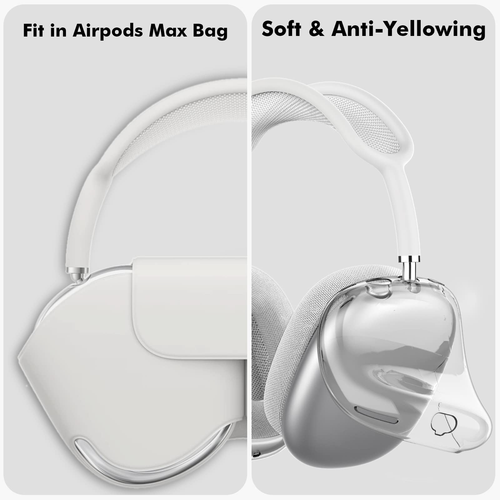 NIUTRENDZ Clear Case for AirPods Max Case Cover Soft TPU Protective Ear Cups Covers Accessories【Anti-Fingerprint, Anti-Scratch & Anti-Dust】 (Crystal Clear)