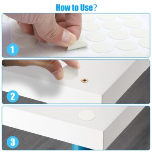 SUNJOYCO 1010 Pcs Screw Hole Covers, 10 Sheets Self-Adhesive Screw Hole Stickers, Dustproof Screw Cover Caps White, 12mm 15mm 21mm