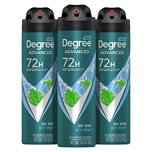 Degree Men Advanced Antiperspirant Deodorant Dry Spray Icy Mint 3 Count 72-Hour Sweat and Odor Protection Deodorant For Men With MotionSense Technology 3.8 oz