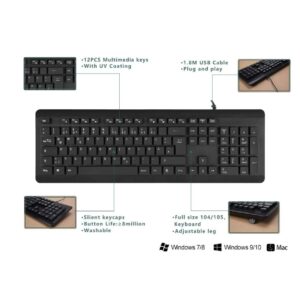 BoxWave Keyboard Compatible with Dell G15 Gaming (5525) (Keyboard AquaProof USB Keyboard, Washable Waterproof Water Resistant USB Keyboard for Dell G15 Gaming (5525) - Jet Black