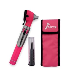 pink otoscope ear scope with light, ear infection detector, pocket size