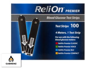 relion premier blood glucose test strips, 100 count bundle with exclusive gabrenz fridge magnet