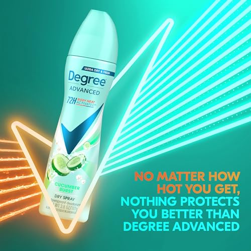 Degree Antiperspirant Deodorant Cucumber Burst 3 count Dry Spray 72-Hour Sweat & Odor Protection Deodorant Spray For Women With Body Heat Activated Technology​ 3.8 oz