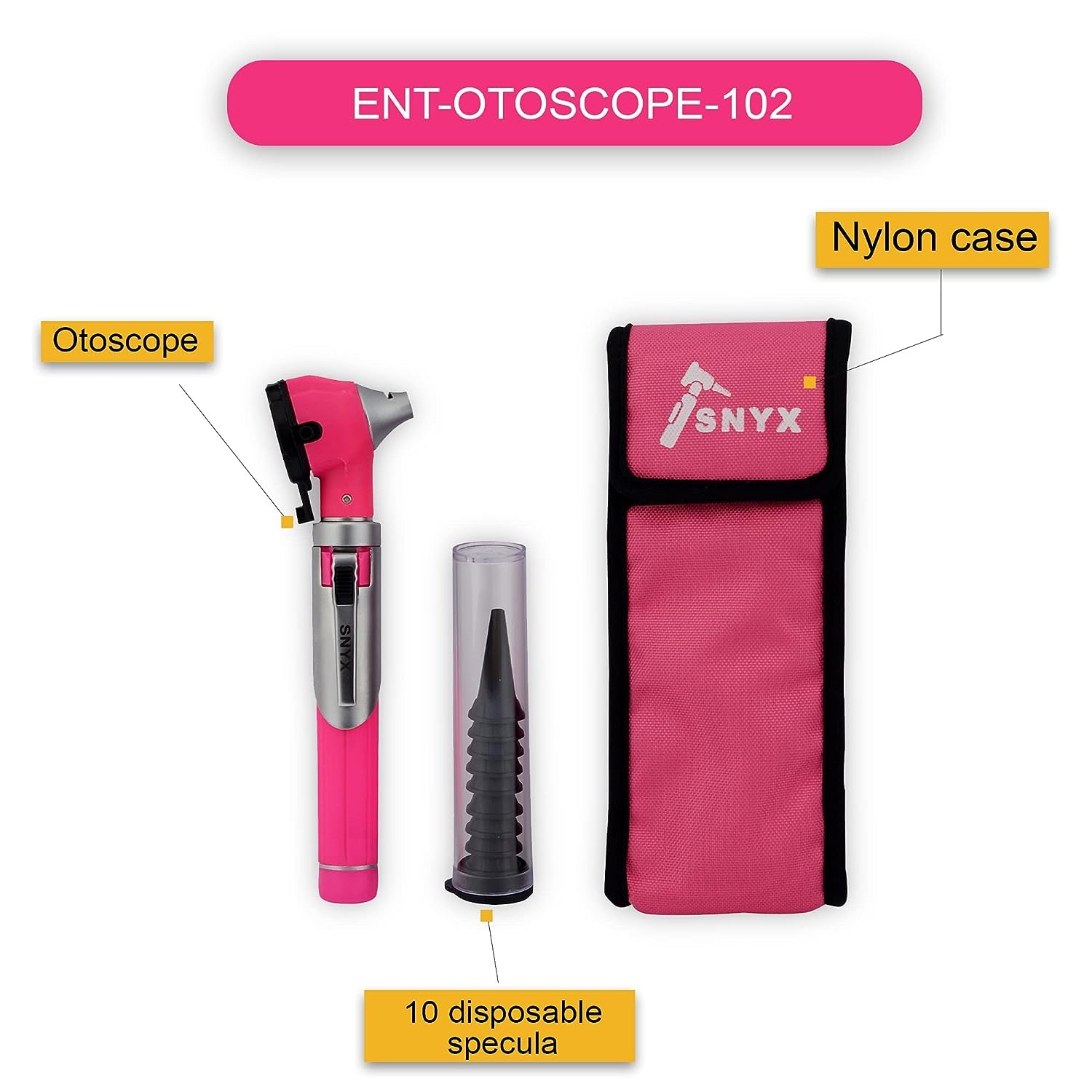 Pink Otoscope Ear Scope with Light, Ear Infection Detector, Pocket Size