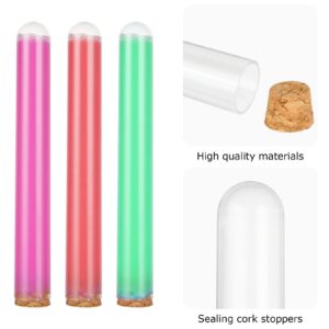 Oungy 60 PCS 20x150mm Plastic Test Tubes with Cork Stoppers 35ML Clear Bath Salt Tubes Gumball Candy Tubes Container Vials for Scientific Experiments Party Favors Decorate Candy Storage