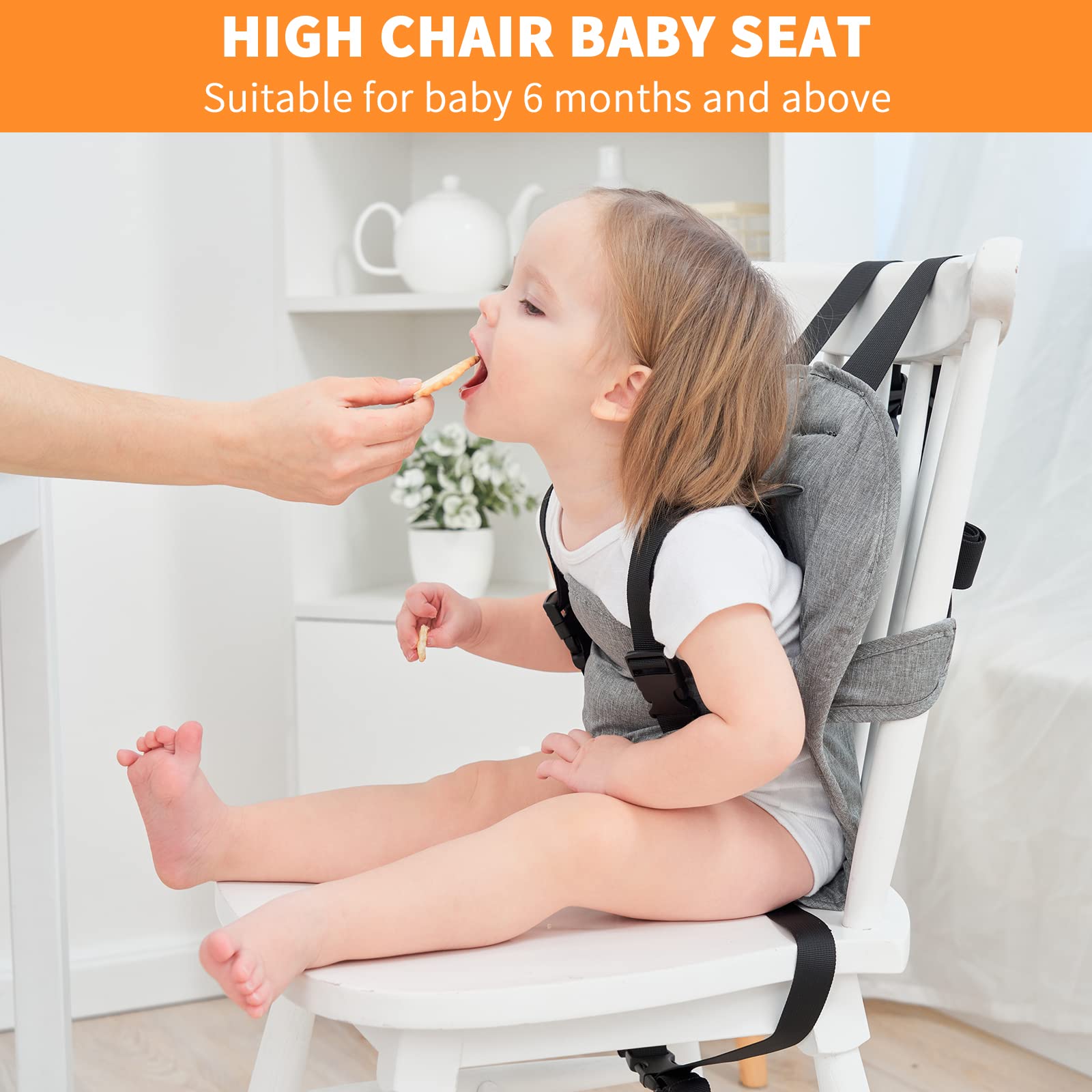 High Chair Harness Seat for Travel, Portable Baby Safety Harness Chair Accessory, Washable Travel Harness Seat with Adjustable Straps Shoulder Belt for Infant Feeding/Toddler - Baby Travel Essential