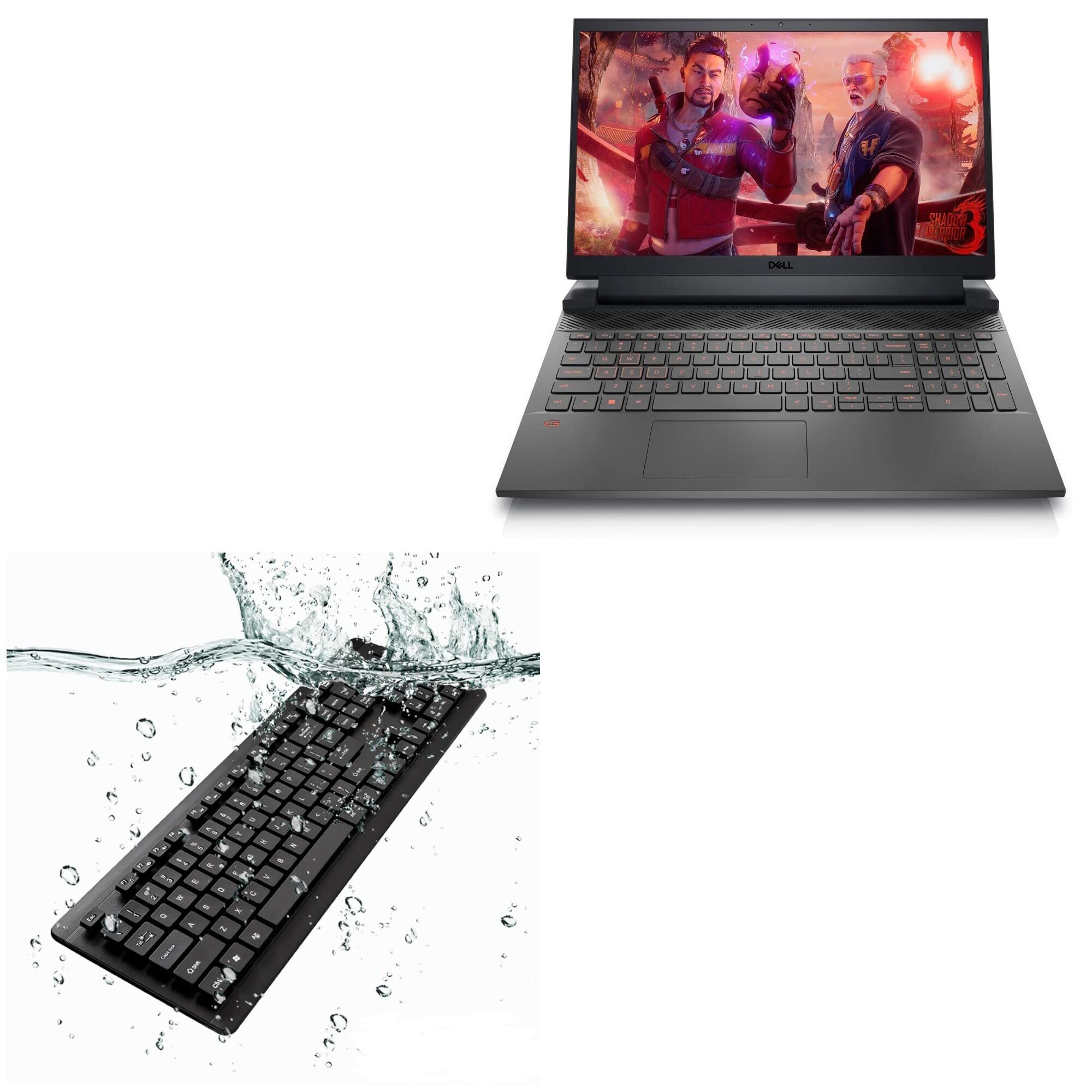 BoxWave Keyboard Compatible with Dell G15 Gaming (5525) (Keyboard AquaProof USB Keyboard, Washable Waterproof Water Resistant USB Keyboard for Dell G15 Gaming (5525) - Jet Black