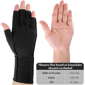 Janmercy 3 Pairs Arthritis Compression Gloves Outside Seams Fingerless Compression Gloves for Women Men Carpal Tunnel Swelling (Black, Normal)