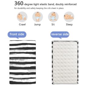 Black and White Stripe Themed Fitted Crib Sheet,Standard Crib Mattress Fitted Sheet Soft and Breathable Bed Sheets-Baby Crib Sheets for Girl or Boy, 28“ x52“,Black White