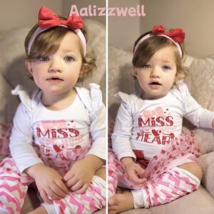 Aalizzwell 6-12 Months Baby Girls Valentines Day Outfit Infant 1st Valentines My Tulle Skirt Heart Clothes with Leg Warmers Clothing Pink