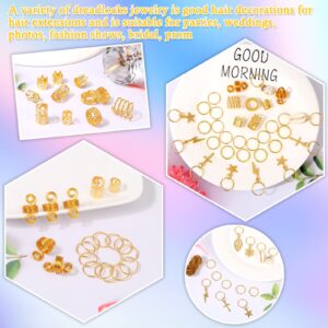 Lucomb 259 Pcs Hair Jewelry for Braids, Loc Jewelry for Hair Dreadlock for Women, Metal Gold Rings Cuffs Clips for Dreadlock Accessories Hair Braids Jewelry Decorations