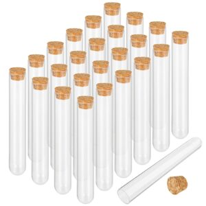 oungy 60 pcs 20x150mm plastic test tubes with cork stoppers 35ml clear bath salt tubes gumball candy tubes container vials for scientific experiments party favors decorate candy storage