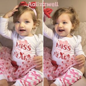 Aalizzwell 6-12 Months Baby Girls Valentines Day Outfit Infant 1st Valentines My Tulle Skirt Heart Clothes with Leg Warmers Clothing Pink