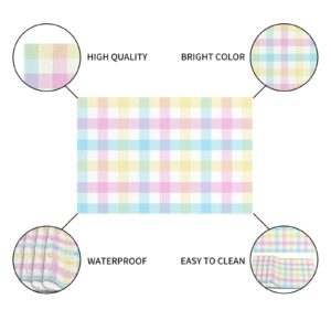 Rvsticty Linen Spring Placemats Set of 4 Buffalo Check Plaid Easter Table Mats Easter Decor Birthday Party Home Kitchen Table Decorations and Supplies-12×18''